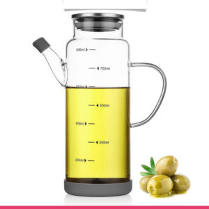 Glass Oil Dispenser Bottle with Lid and Stopper
