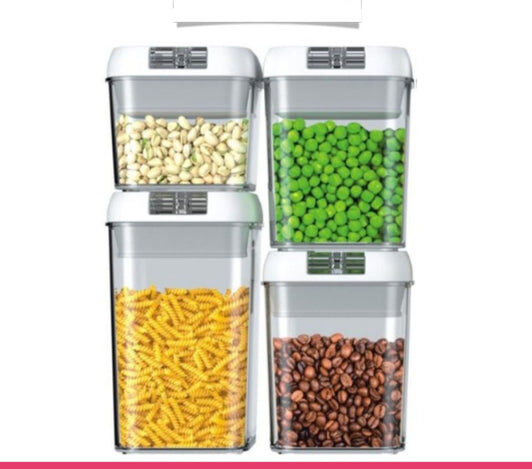Set of 4 Airtight Food Storage Containers with Locks Lid