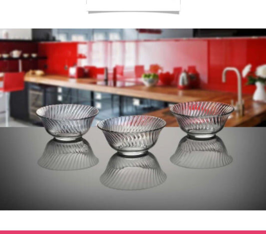 Set of 6 Diamond Fruit Bowls Clear Glass Dessert Bowl