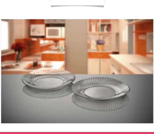 Set of 6 Diamond Quarter Plates Clear Glass Roti Plates