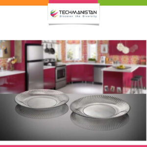 Set of 6 Diamond Rice Plates Clear Glass Roti Plates