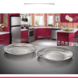 Set of 6 Diamond Rice Plates Clear Glass Roti Plates
