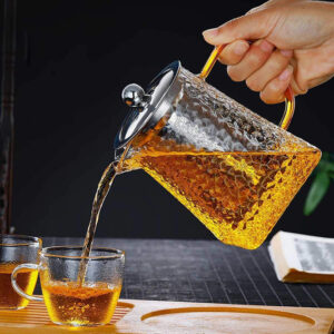 Hammered Glass Teapot with Stainless Steel Infuser