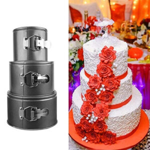Set of 3 - Non-Stick Round Cake Pans With Removable Bottom Tray
