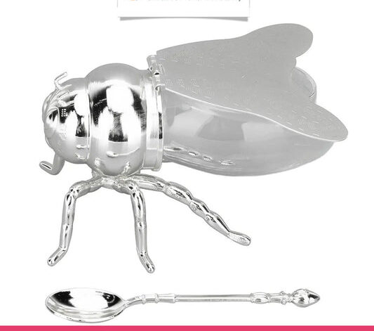 Honey Bee Shape Glass Honey Pot