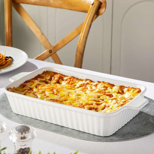 Long Ceramic Serving Tray with Handles