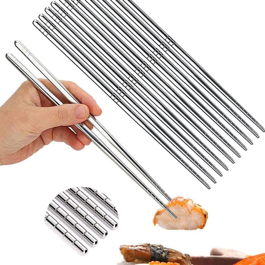 Set of 5 Pairs - SUS 304 Stainless Steel Chopsticks