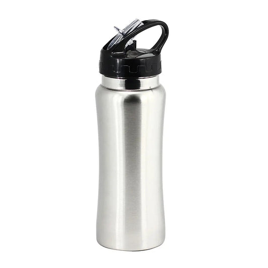 Portable Stainless Steel Water Bottle With Straw - 650 ML