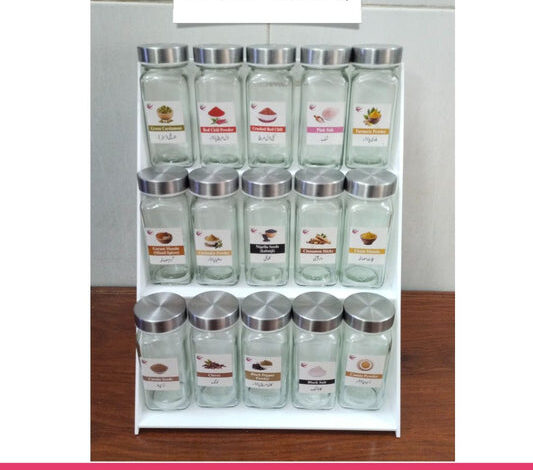 Set of 15 Spice Bottles with Stand, 3-Tier Spice Organizer