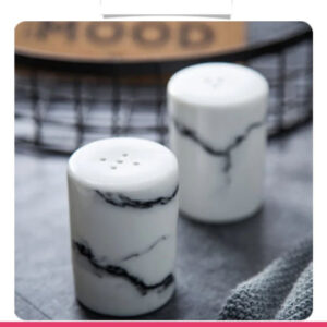 Set of 2 Marble Design Salt & Pepper Holder