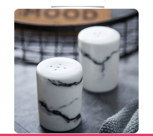 Set of 2 Marble Design Salt & Pepper Holder