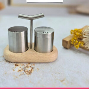 Set of 2 - Salt & Pepper Mill with Wooden Base