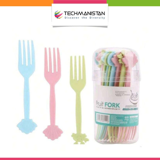 Set of 20 - Colorful Plastic Forks with Box