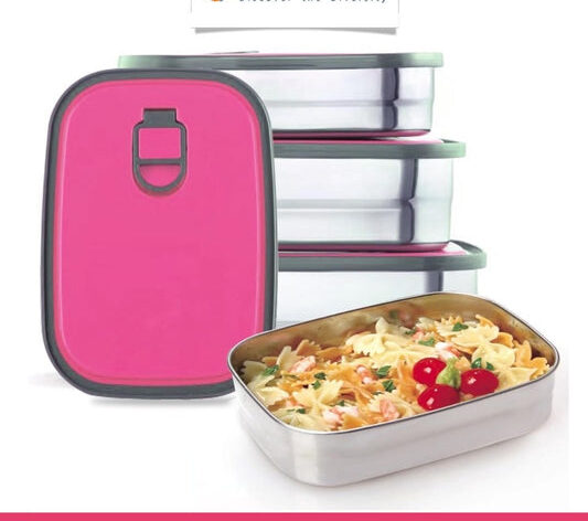 Set of 3 Stainless Steel Lunch Box, Bento Box