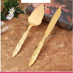Set of Gold Wedding Cake Cutting Knife & Server Set