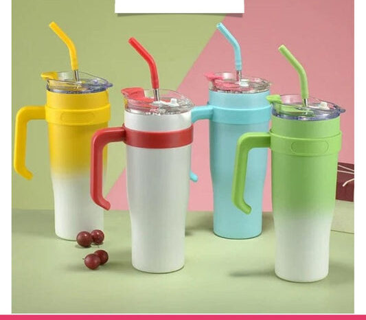 Stainless Steel 1250ml Tumbler with Straw and Handle