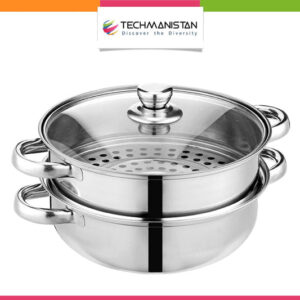 Stainless Steel 2 Layers Steamer Pot With Glass Lid