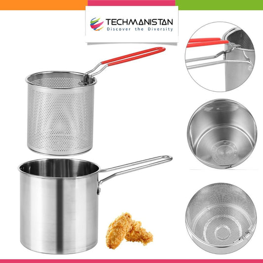 Stainless Steel Deep Fryer with Strainer Basket