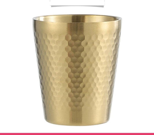 Stainless Steel Hammered Texture Golden Glass